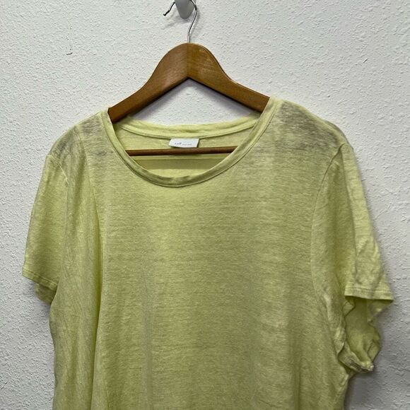 J. Jill Yellow Crew Neck Short Sleeve Tie Front Love Linen Top Women's Size XL - Picture 2 of 12